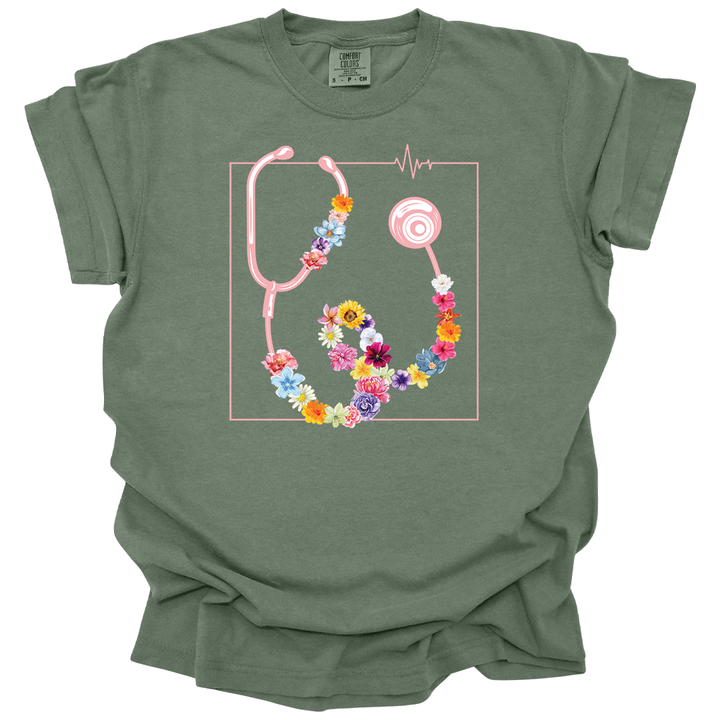 Flower Stethoscope Tee